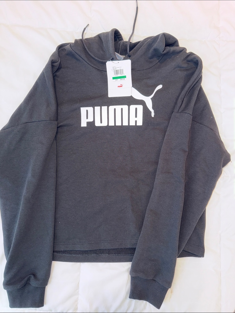 Puma Charcoal Gray Logo Cropped Sweatshirt
